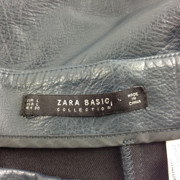 Zara Basic Collection - Navy Vegan Leather Pencil Skirt Size Large -New With Tag - Picture 7 of 7